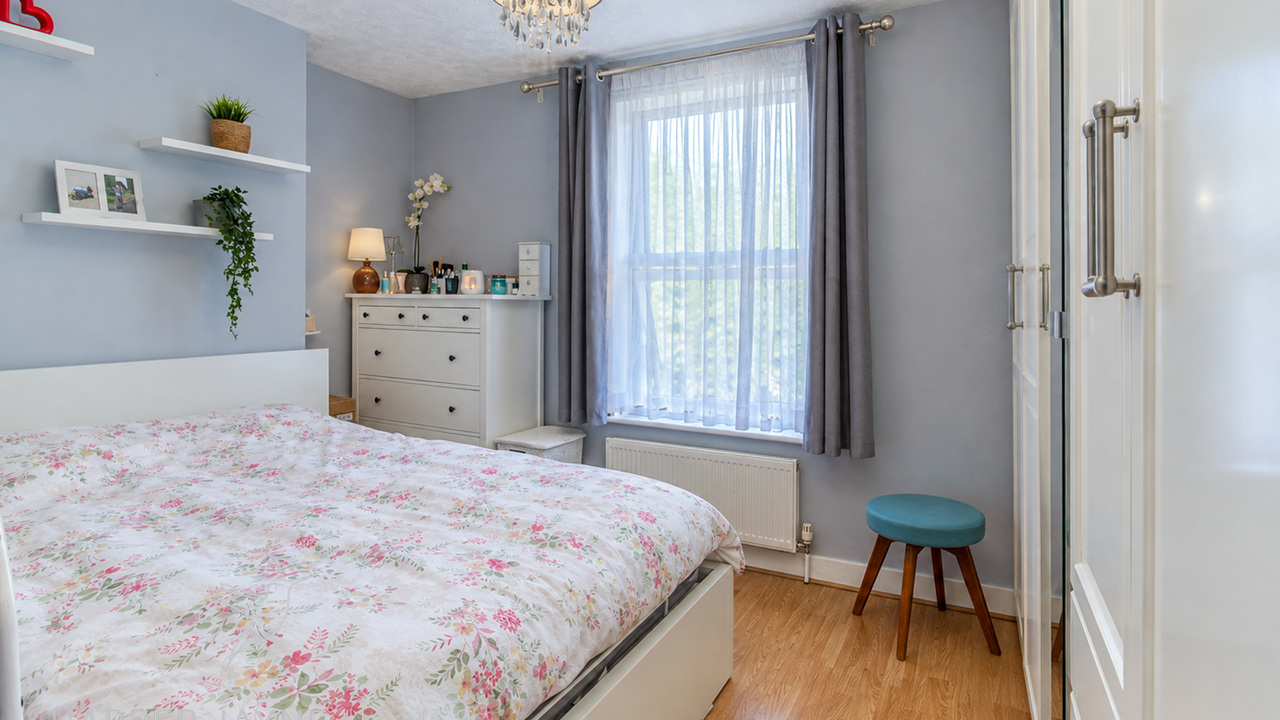 Cosy Modern Bedroom with Floral Bedding-2